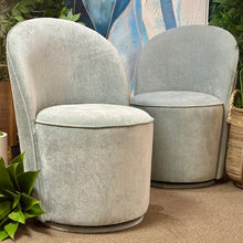 Load image into Gallery viewer, Blue Chenille Swivel Dining Chair