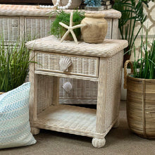 Load image into Gallery viewer, Ivory Wicker Shell Nightstand