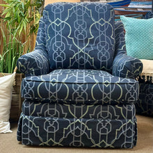 Load image into Gallery viewer, Lexington Blue Trellis Swivel Chair