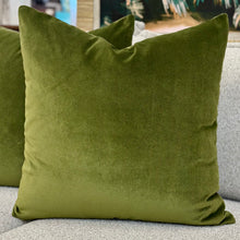 Load image into Gallery viewer, Green Velvet Down Designer Pillow