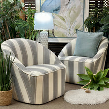 Load image into Gallery viewer, Grey Striped Swivel Chair
