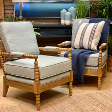 Load image into Gallery viewer, Spindle Chair w/ Light Blue Upholstery