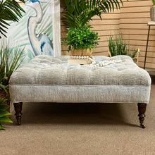 Load image into Gallery viewer, Lt Blue Tufted Ottoman