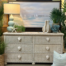 Load image into Gallery viewer, Ivory Wicker Shell Dresser