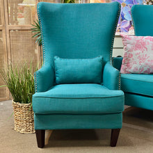 Load image into Gallery viewer, Teal Wingback Chair