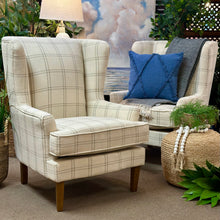Load image into Gallery viewer, Ivory/Sage Plaid Chair