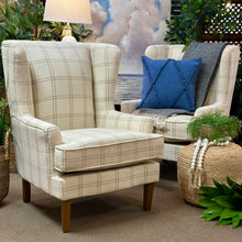 Load image into Gallery viewer, Ivory/Sage Plaid Chair