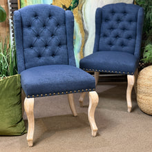Load image into Gallery viewer, Navy Tufted Dining Chair