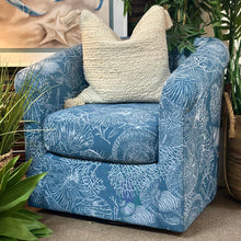 Load image into Gallery viewer, Denim Seashell Swivel Chair