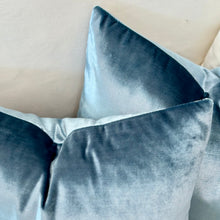 Load image into Gallery viewer, Steel Blue Velvet Designer Lumbar