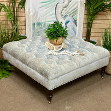 Load image into Gallery viewer, Lt Blue Tufted Ottoman