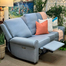 Load image into Gallery viewer, Powder Blue Reclining Sofa