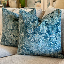 Load image into Gallery viewer, Navy & Blue Patterned Designer Pillow