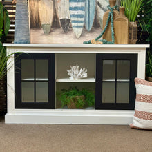 Load image into Gallery viewer, White & Black Sliding Door Cabinet