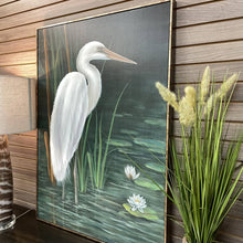 Load image into Gallery viewer, White Crane Framed in Brushed Gold