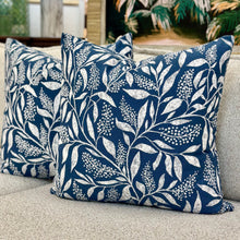 Load image into Gallery viewer, Blue Leaf Down Designer Pillow
