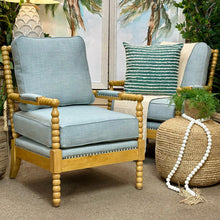 Load image into Gallery viewer, Spindle Chair w/ Light Blue Upholstery