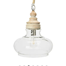Load image into Gallery viewer, Glass/Wood Pendant Light