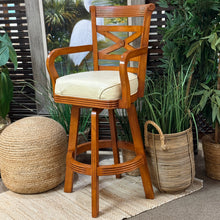 Load image into Gallery viewer, Set/2 Swivel Wood Barstools