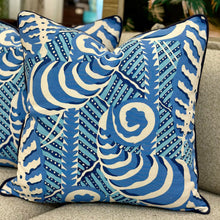 Load image into Gallery viewer, Blue Quadrille Down Designer Pillow