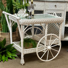 Load image into Gallery viewer, White Wicker Bar Cart