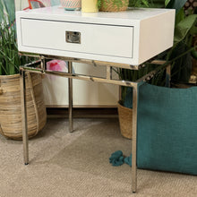 Load image into Gallery viewer, White & Chrome Nightstand