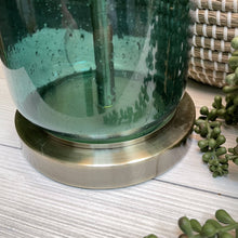 Load image into Gallery viewer, Emerald Glass and Steel Lamp
