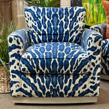 Load image into Gallery viewer, Custom Blue Animal Print Swivel Chair