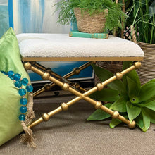 Load image into Gallery viewer, White Boucle/Gold Stool