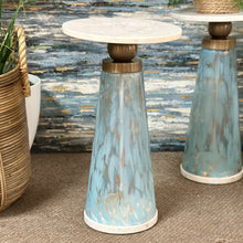 Load image into Gallery viewer, Blue Glass/Marble Drink Table