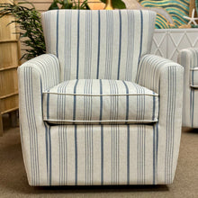 Load image into Gallery viewer, Pale Blue Striped Swivel Chair