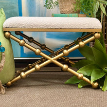 Load image into Gallery viewer, White Boucle/Gold Stool