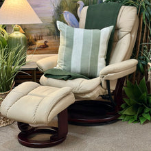 Load image into Gallery viewer, Taupe Faux Leather Swivel Chair W/Otto