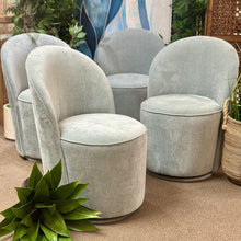 Load image into Gallery viewer, Blue Chenille Swivel Dining Chair
