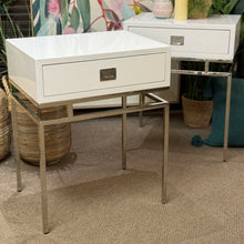 Load image into Gallery viewer, White & Chrome Nightstand