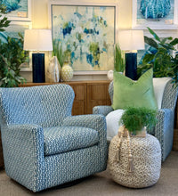 Load image into Gallery viewer, Blue & Ivory Swivel Glider