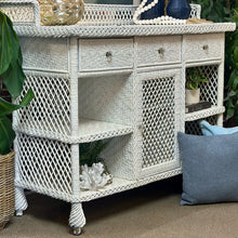 Load image into Gallery viewer, White Wicker Cabinet