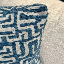 Load image into Gallery viewer, Blue Geometric Down Designer Pillow