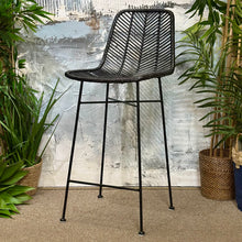 Load image into Gallery viewer, Black Rattan Barstool