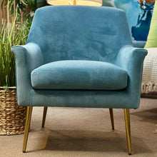 Load image into Gallery viewer, Teal Velvet-Like Chair