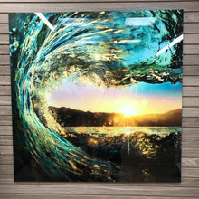 Load image into Gallery viewer, Tempered Glass Wave W/Gold Leaf