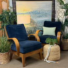 Load image into Gallery viewer, Ethan Allen Wood/Navy Chair
