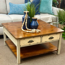 Load image into Gallery viewer, Ivory/Wood Sq. Cofee Table