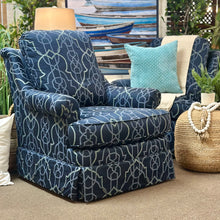 Load image into Gallery viewer, Lexington Blue Trellis Swivel Chair