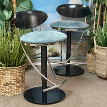 Load image into Gallery viewer, S/2 Teal/Black Modern Counter Stool