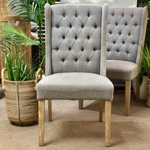 Load image into Gallery viewer, Grey/Tan Tufted Dining Chair