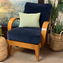 Load image into Gallery viewer, Ethan Allen Wood/Navy Chair
