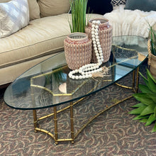 Load image into Gallery viewer, Oval Glass/Brass Coffee Table
