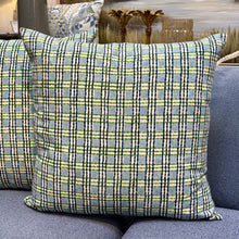 Load image into Gallery viewer, Blue & Green Plaid Designer Pillow