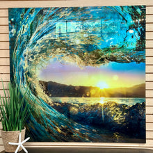 Load image into Gallery viewer, Tempered Glass Wave W/Gold Leaf